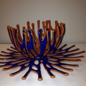 Fused glass coral bowl